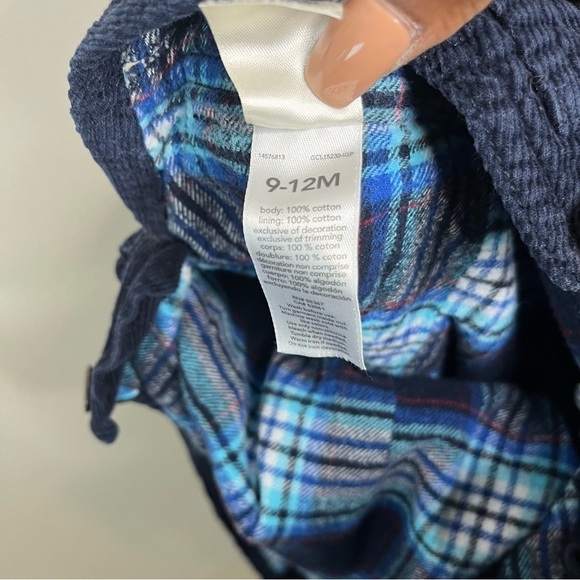 OshKosh Bigosh Toddler Plaid-Lined Corduroy Overalls‎ Navy Blue 9-12 Months - Picture 7 of 10